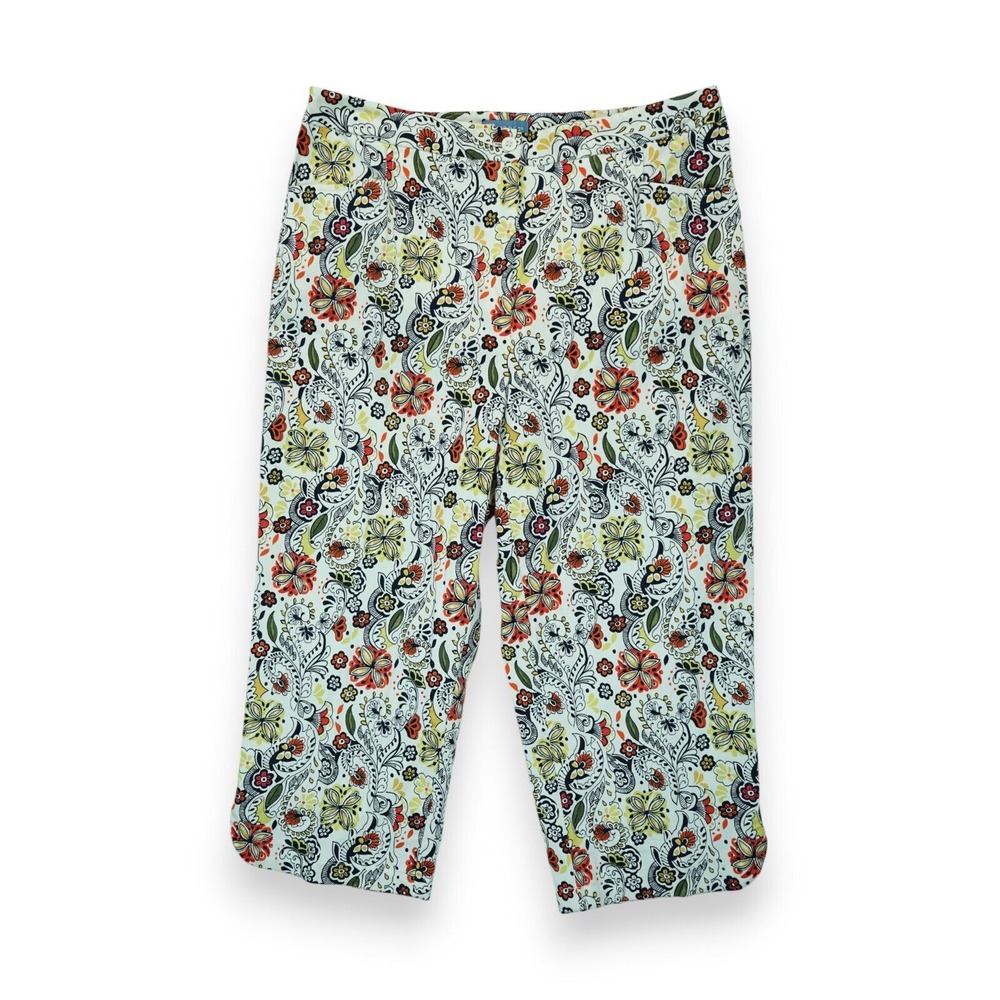 Koret Capri Pants Women's Floral Pattern Multicolor Stretch Pockets Size 16 - Picture 1 of 7